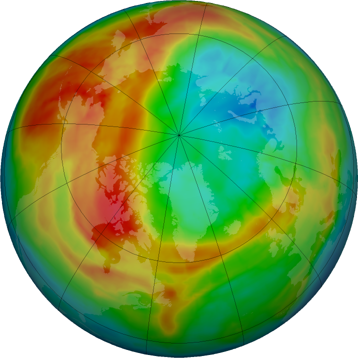 Arctic ozone map for 20 February 2016